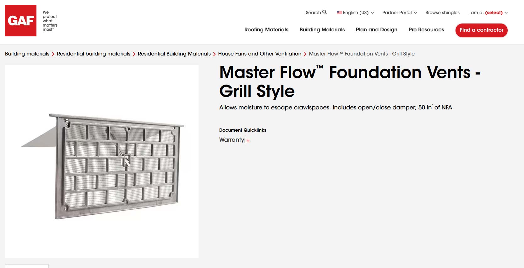 Master Flow™ Foundation Vents - Grill Style