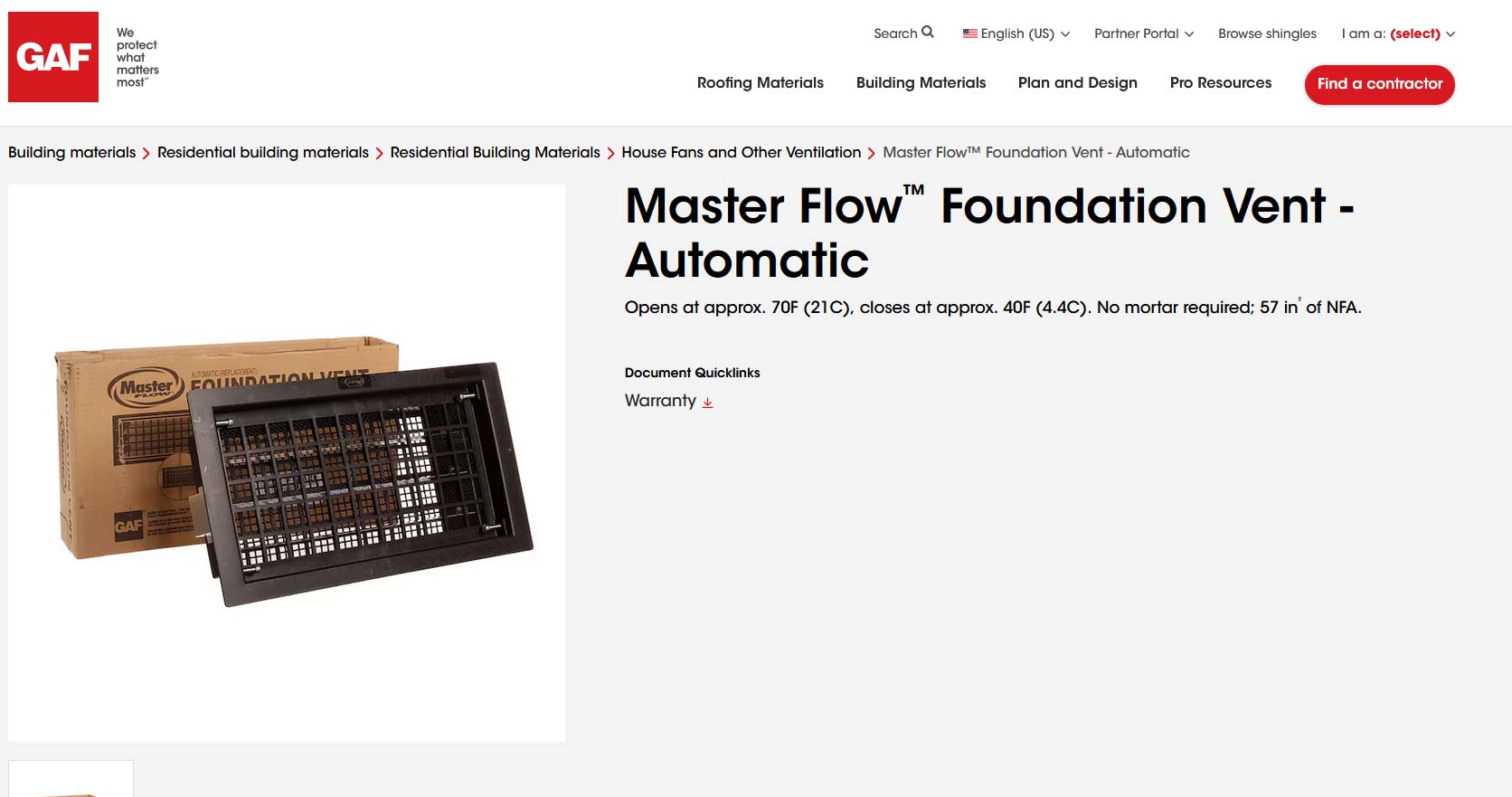 install Master Flow® Automatic Style Foundation Vents