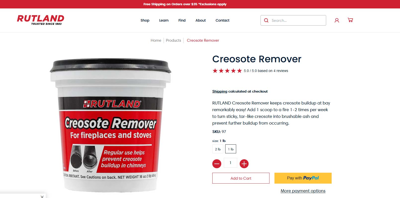 Rutland Creosote Remover for chimney sweep