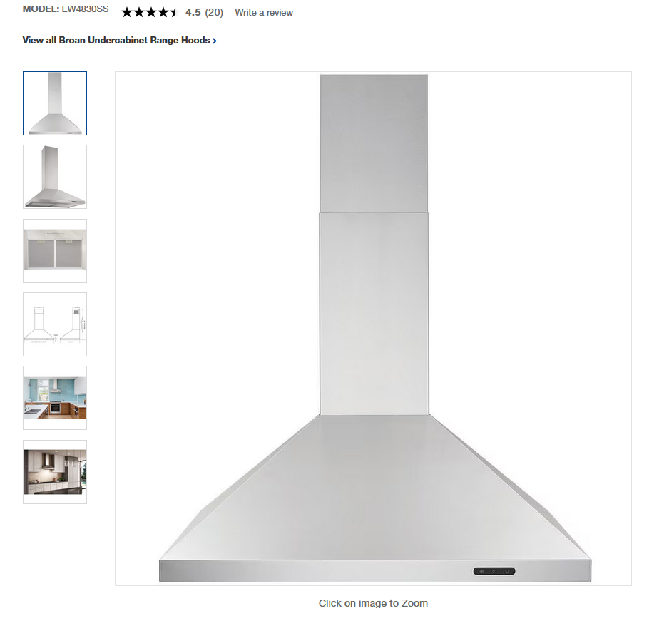Broan Elite EW48 Series 30-Inch Range Hood