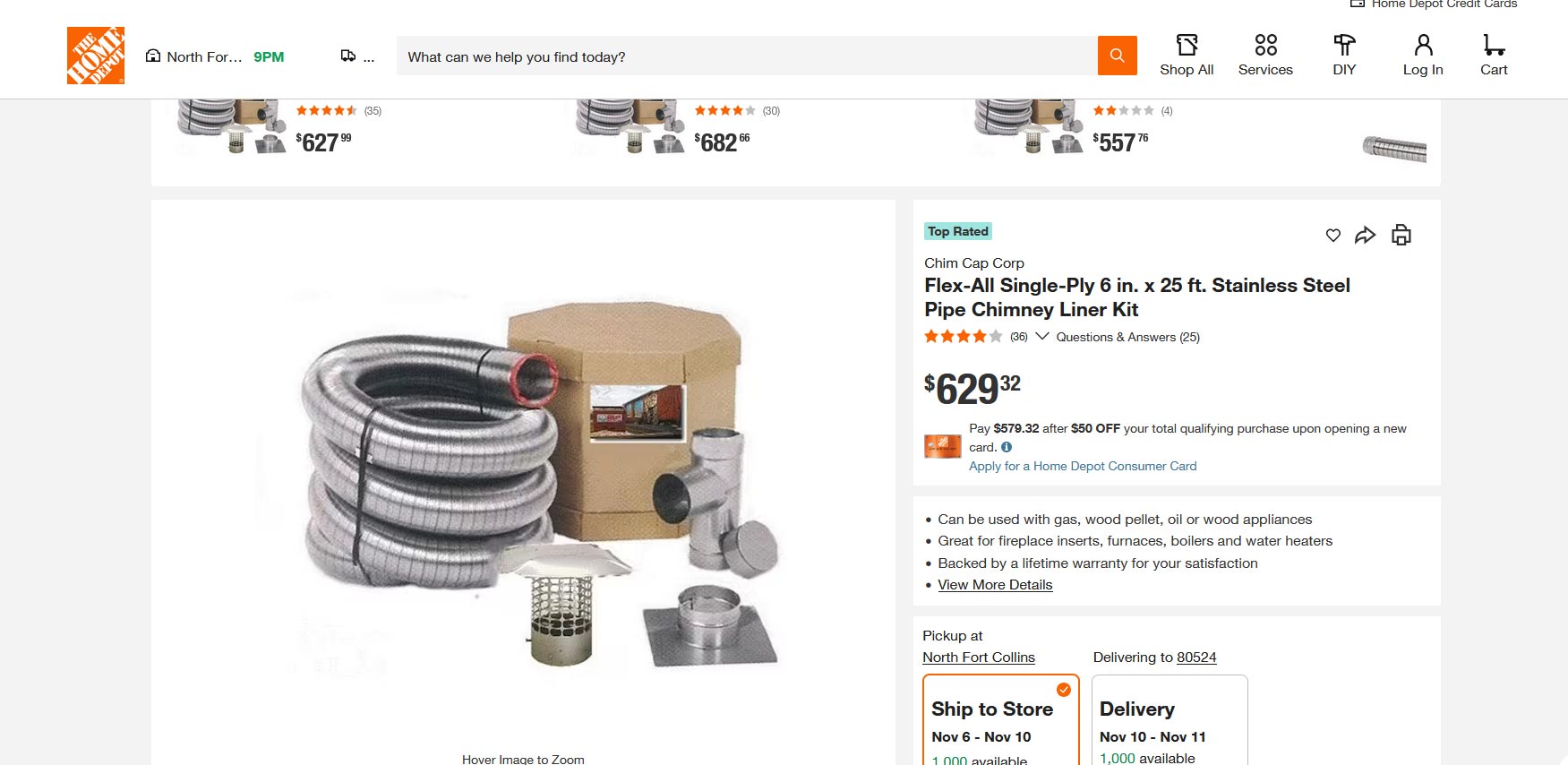 home depot UL-Listed Insulated Chimney Liner Systems