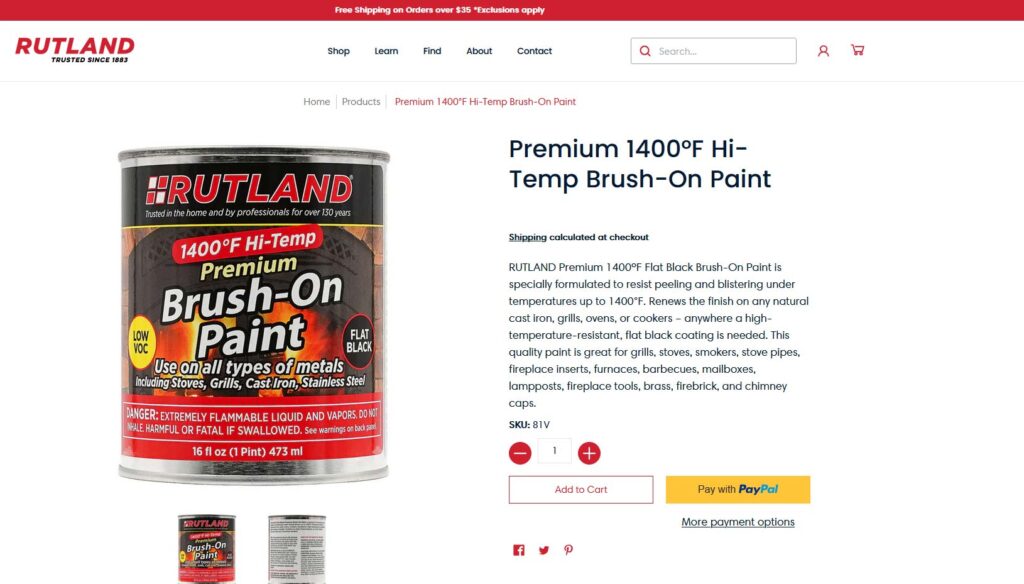 premium 1400°f hi-temp brush-on paint for chimneys